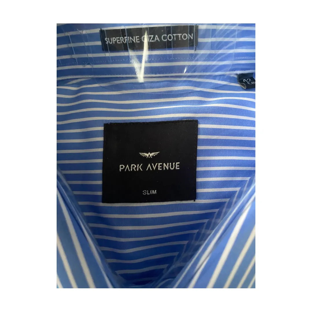 Stripe Classic Button-up Shirt Blue SIZE XL