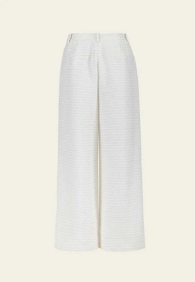 Stripped Lurex Slit-detail Wide-leg Pants