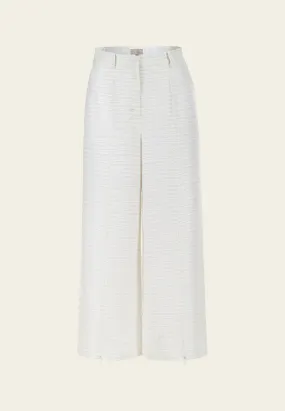 Stripped Lurex Slit-detail Wide-leg Pants