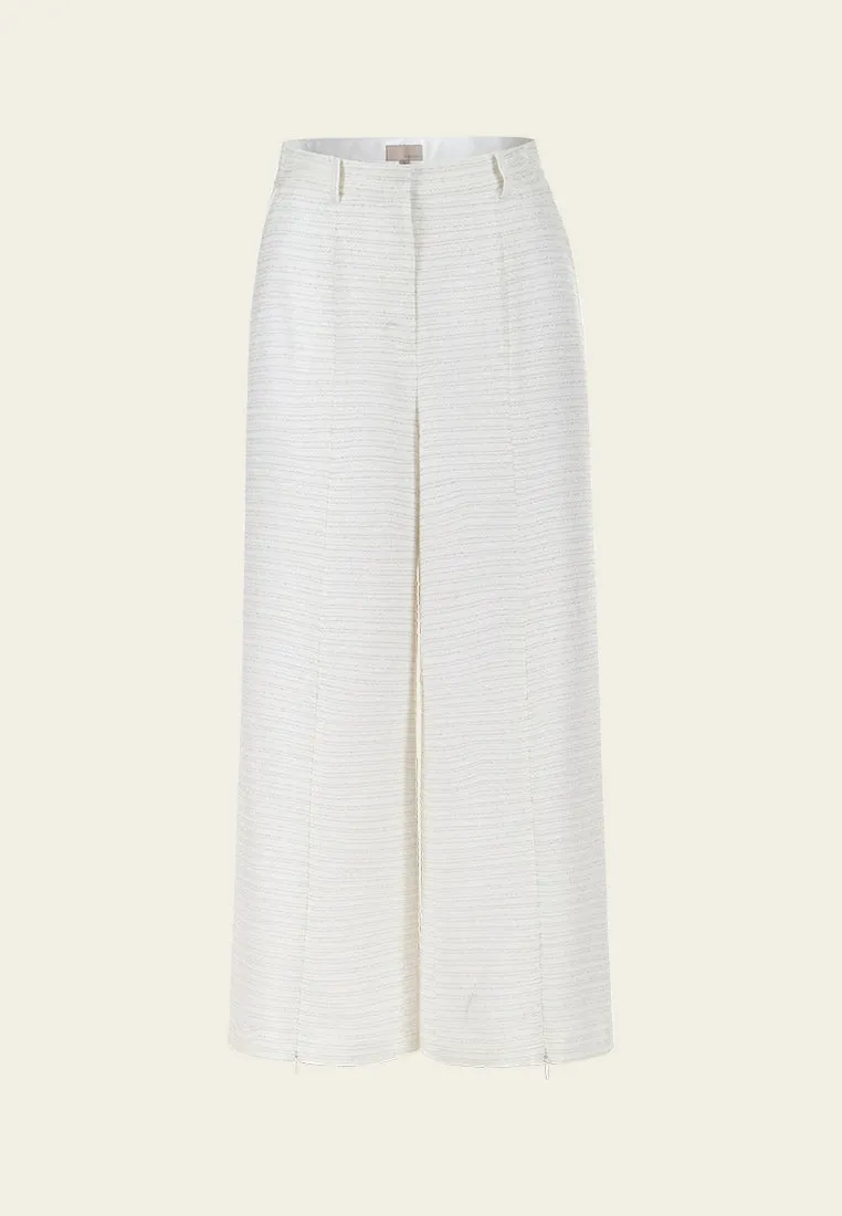 Stripped Lurex Slit-detail Wide-leg Pants