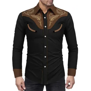 Stylish Western Cowboy Shirt Men Slim Fit