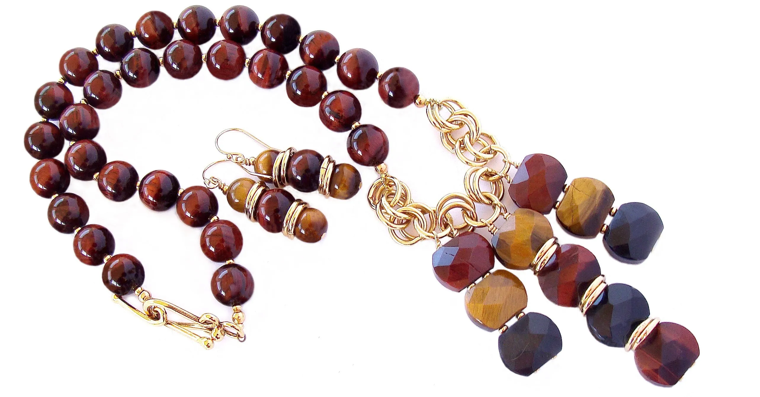 Sumatra: Tigers Eye Pendant Necklace Set