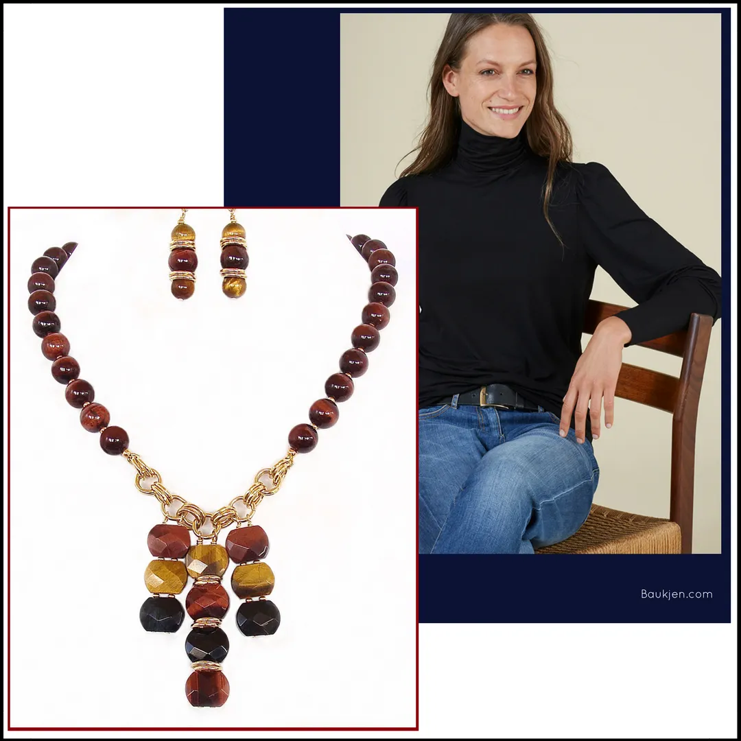 Sumatra: Tigers Eye Pendant Necklace Set