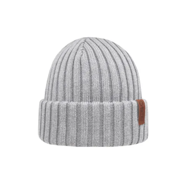 Superyellow Beam Icy Grey Merino Wool Beanie (Unisex)