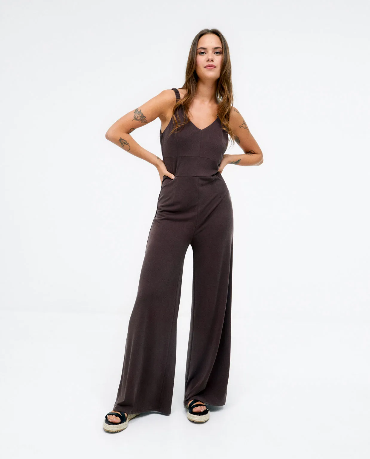 Surkana jumpsuit with straps brown