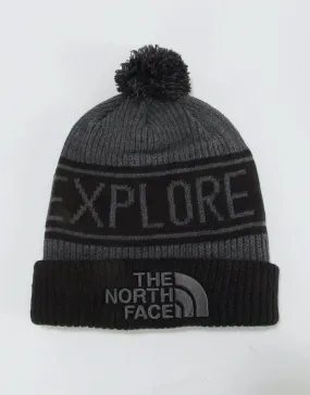 The North Face Retro TNF Pom Beanie - TNF Medium Grey Heather/TNF Blac