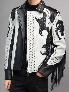 Tribal Rock Punk Gothic Rivet Biker Jacket