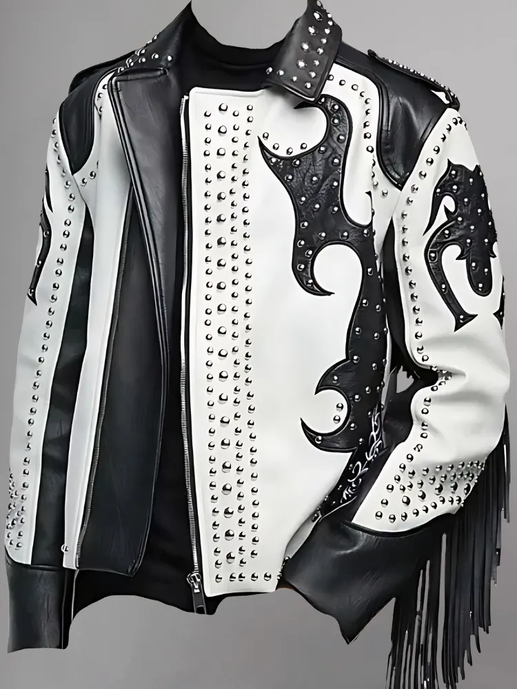 Tribal Rock Punk Gothic Rivet Biker Jacket