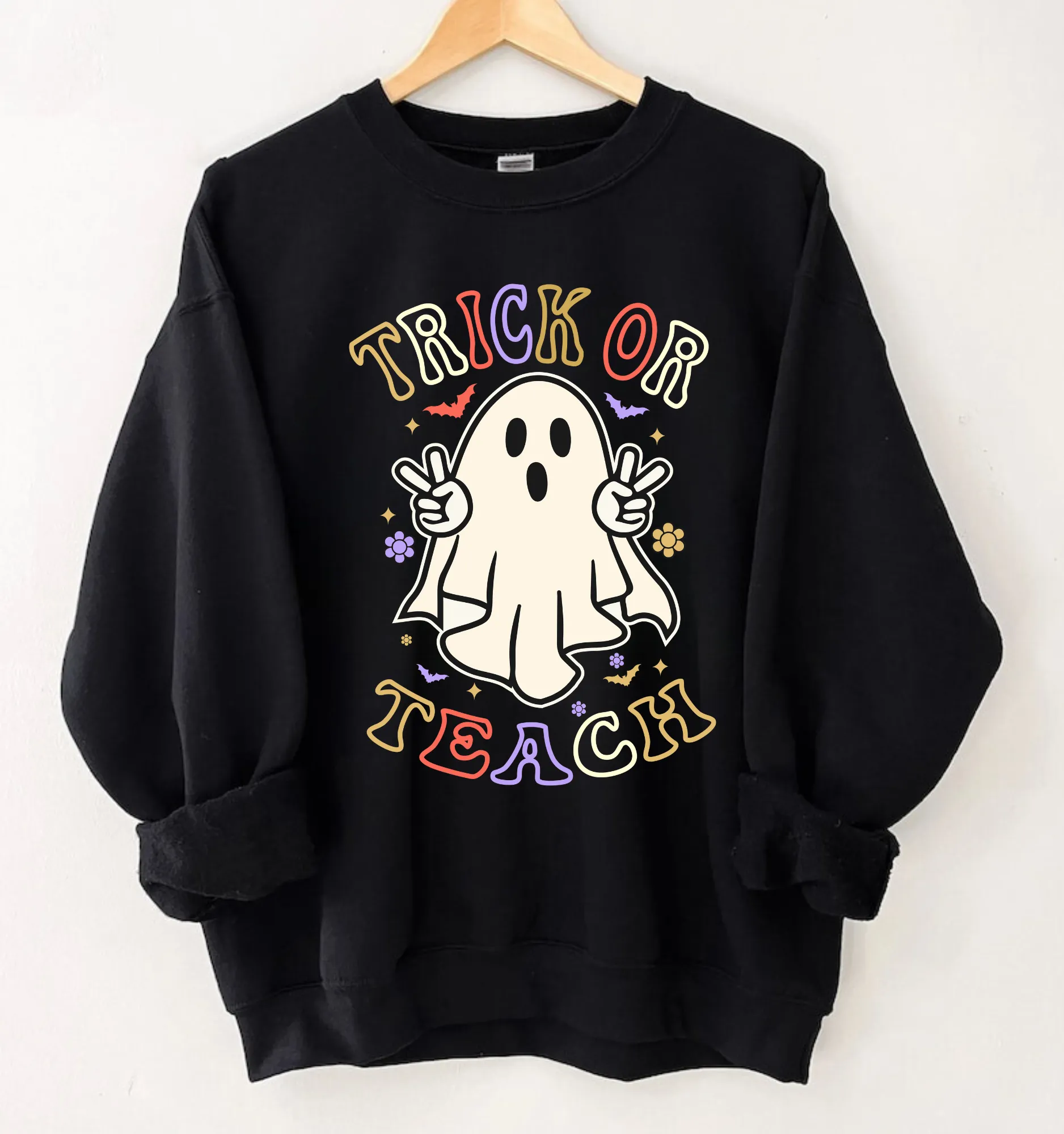 Trick or Teach Halloween Teacher Sweatshirt Crewneck