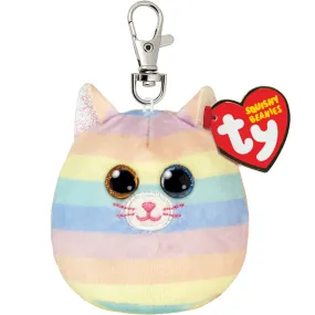 Ty Squishy Beanies Clip - Heather Pastel Striped  Cat