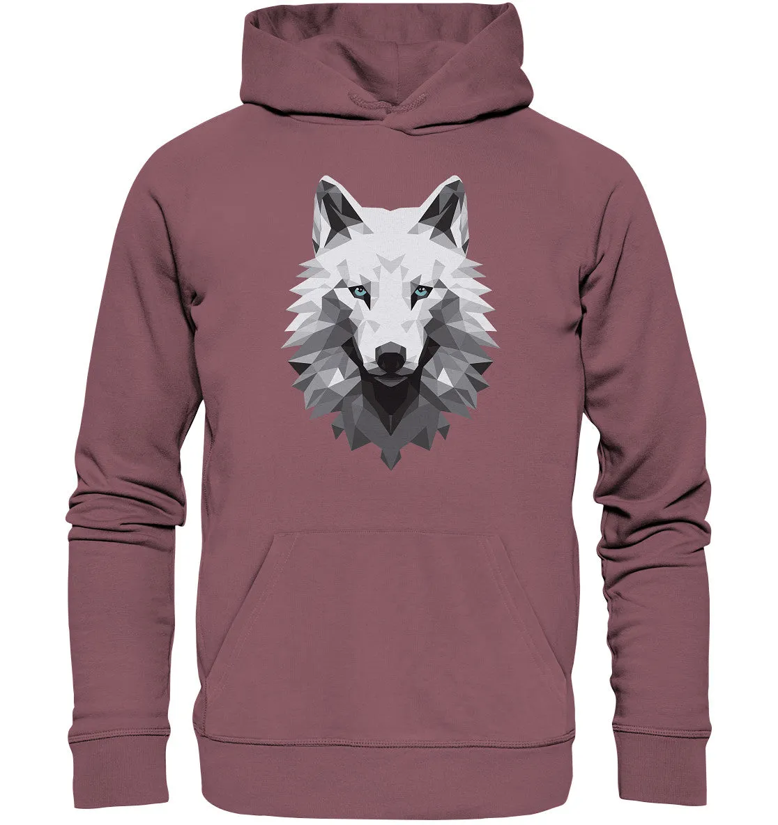 Unisex Bio-Hoodie mit Wolfmotiv "Polygon Weißer Wolf"