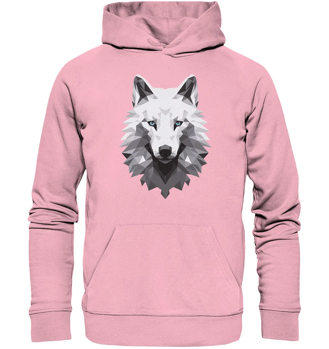 Unisex Bio-Hoodie mit Wolfmotiv "Polygon Weißer Wolf"