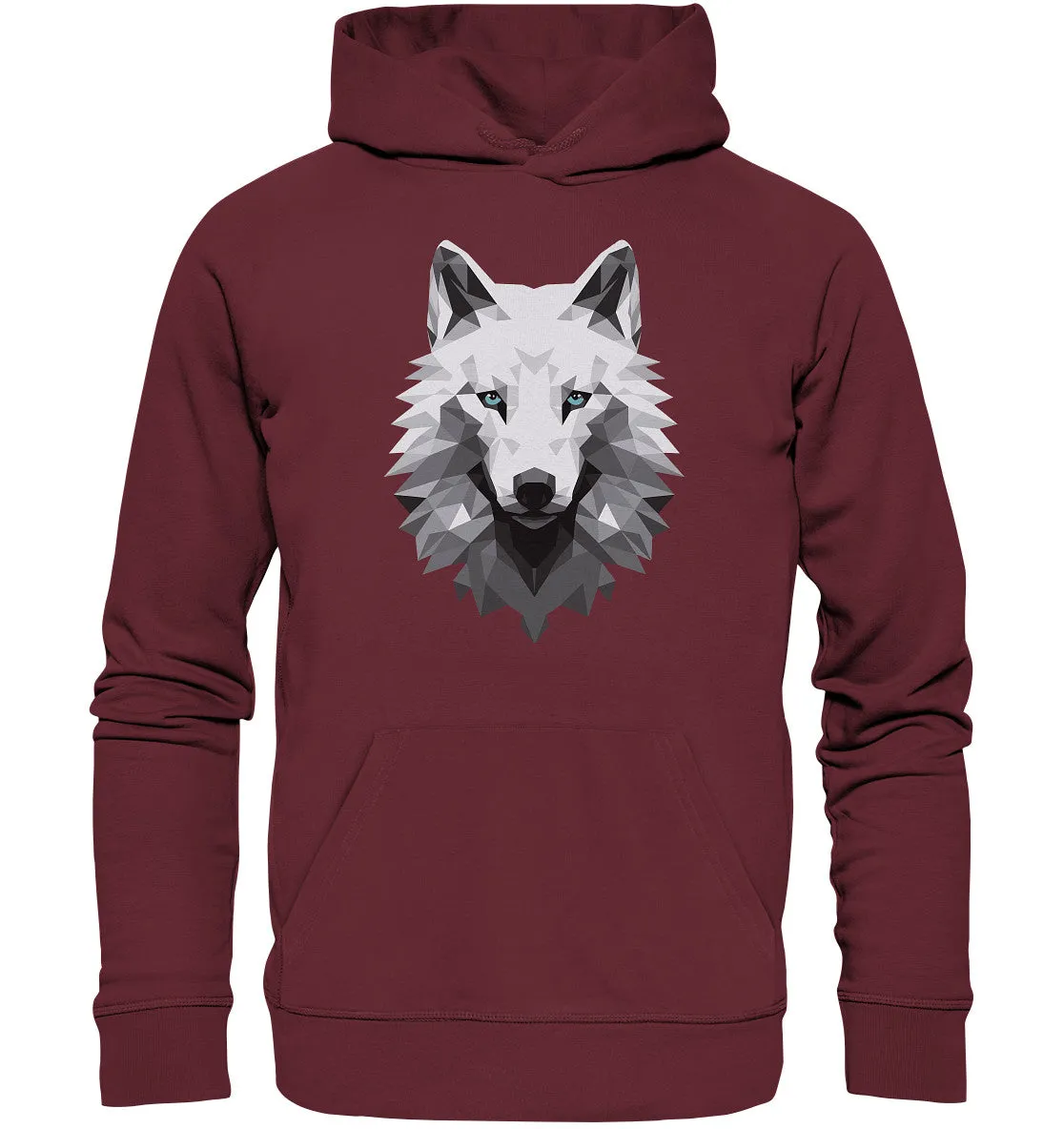 Unisex Bio-Hoodie mit Wolfmotiv "Polygon Weißer Wolf"