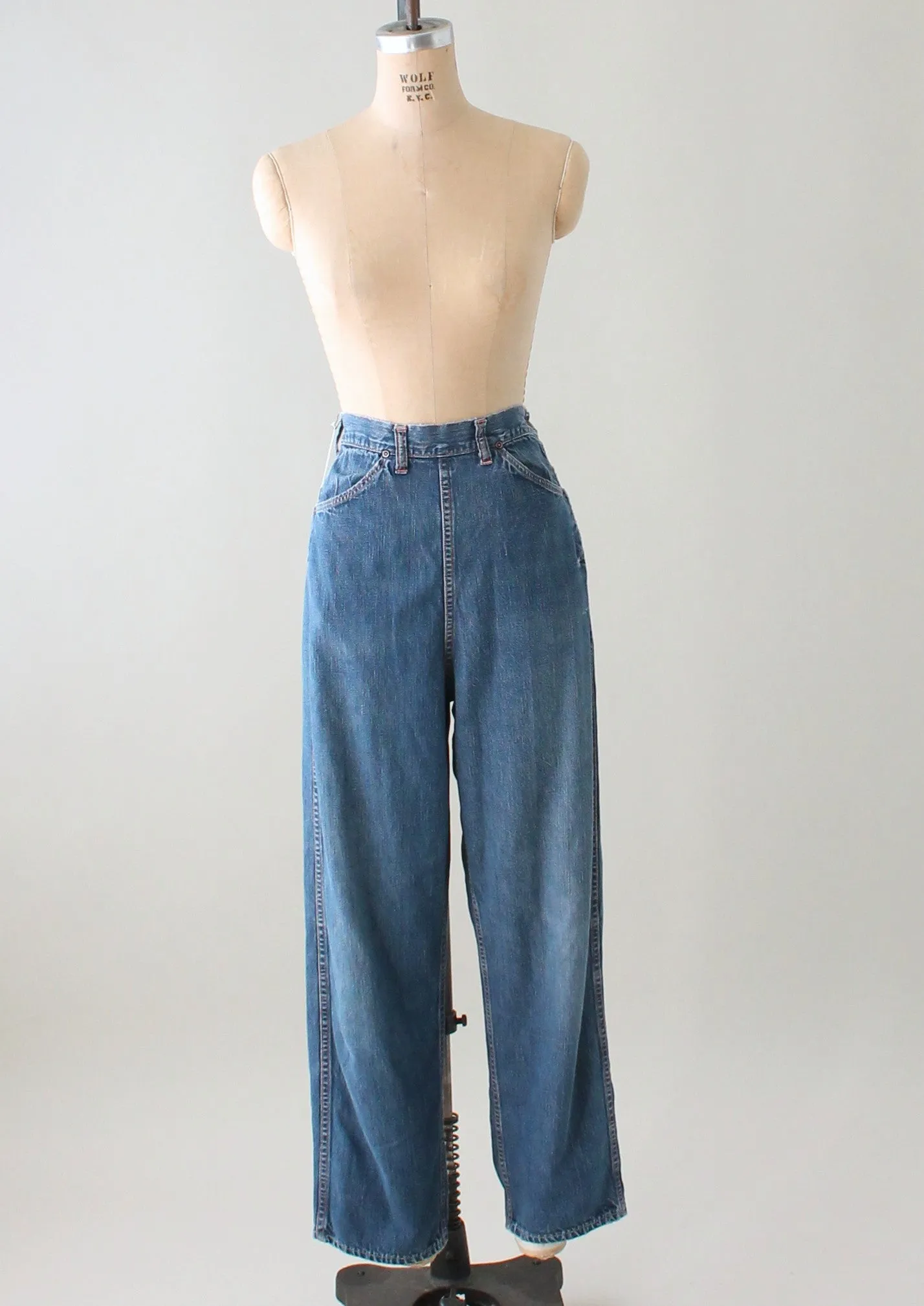 Vintage 1950s Distressed Denim Jeans