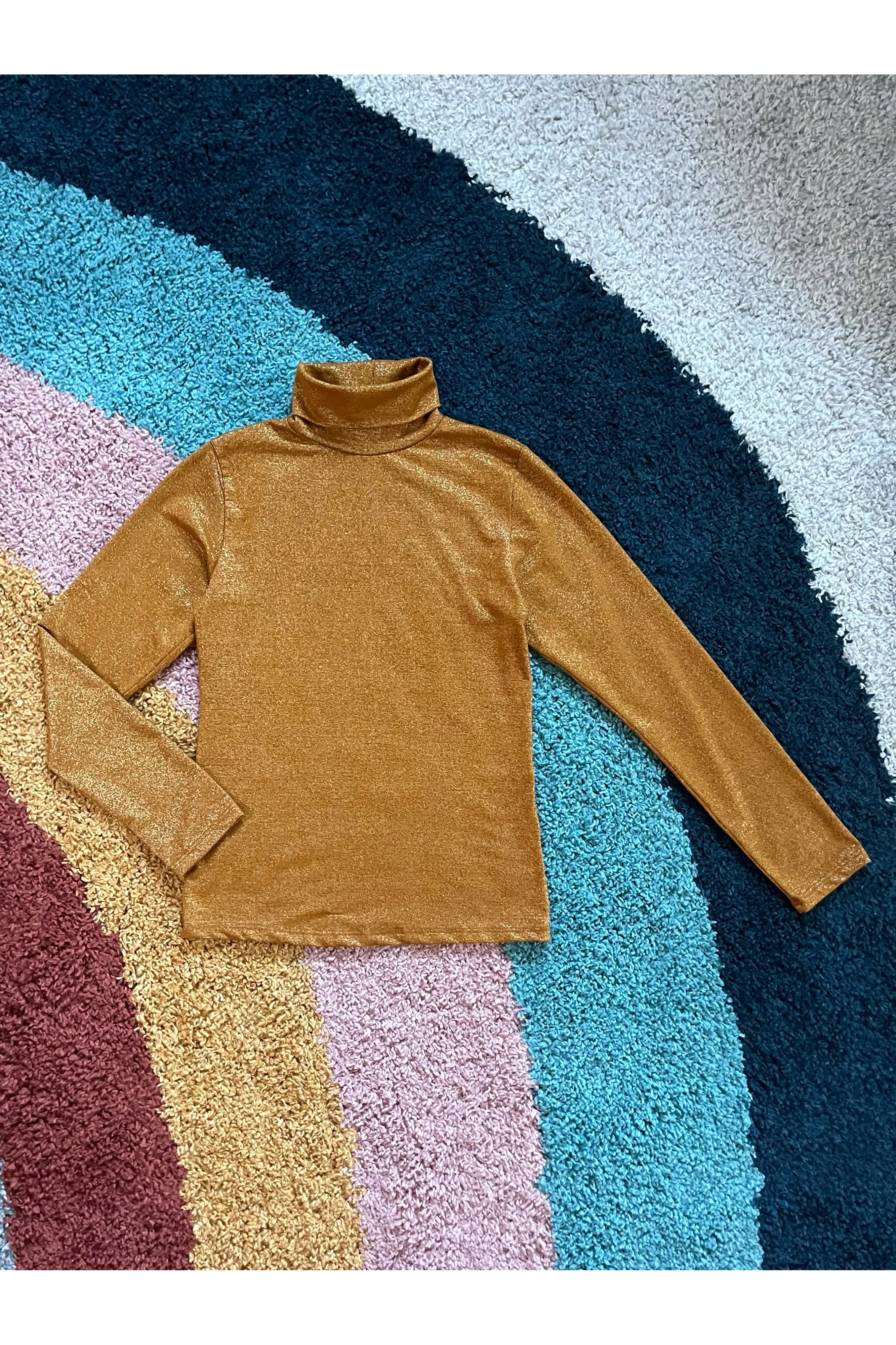 Vintage 70s-80s Ultra Sparkly Gold Turtleneck