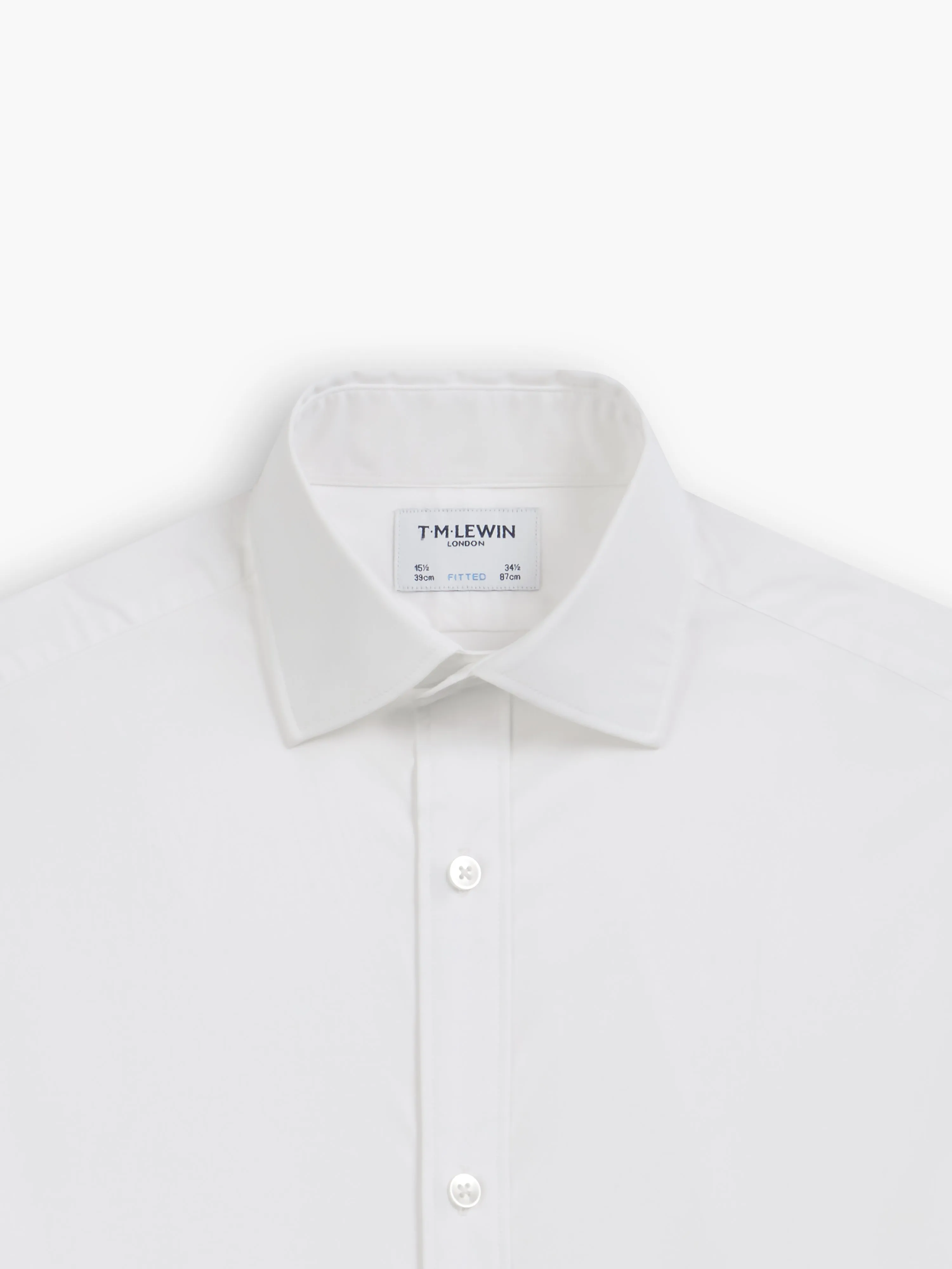 White Poplin Stretch Fitted Single Cuff Classic Collar Shirt