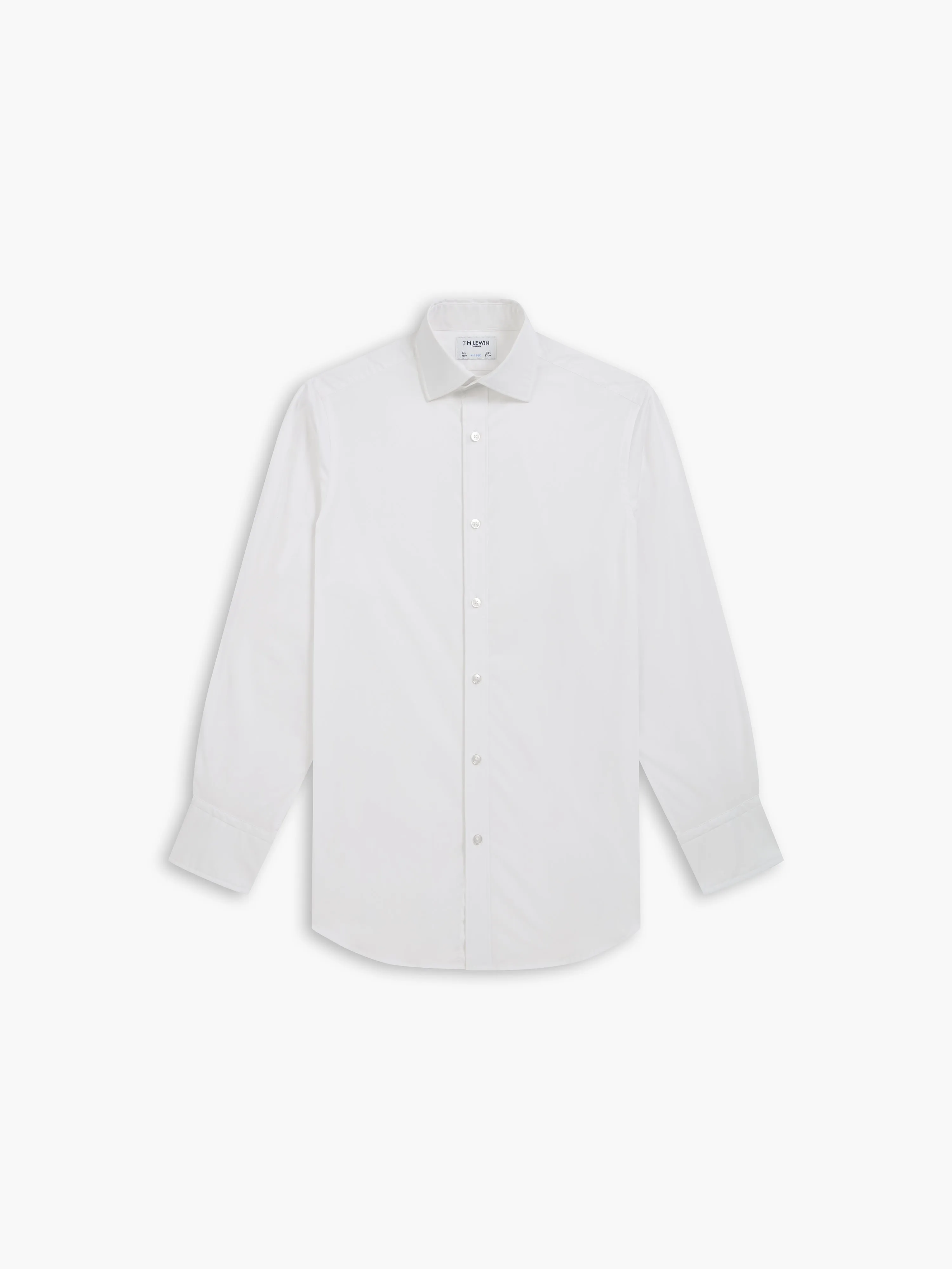 White Poplin Stretch Fitted Single Cuff Classic Collar Shirt