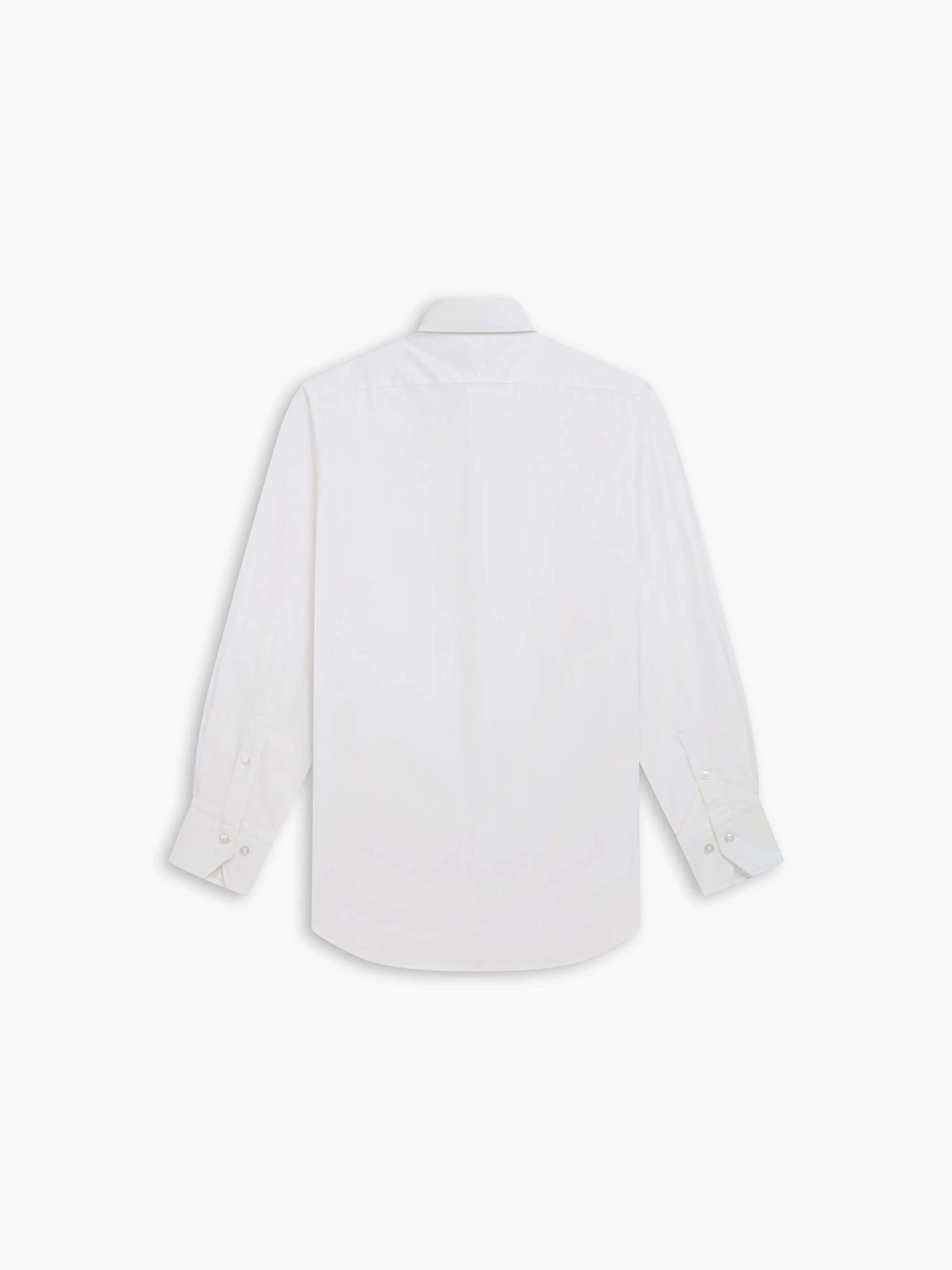 White Poplin Stretch Fitted Single Cuff Classic Collar Shirt