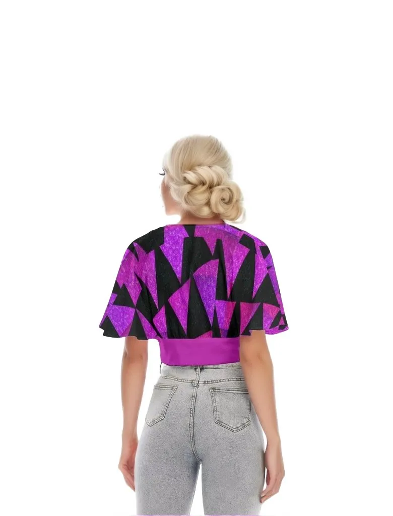 Women's Royal Tri Prism Bat Sleeve Crop Top