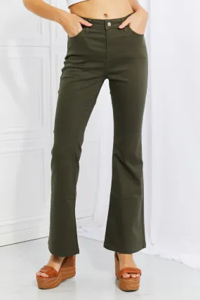 Zenana Clementine Full Size High-Rise Bootcut Jeans in Dark Olive